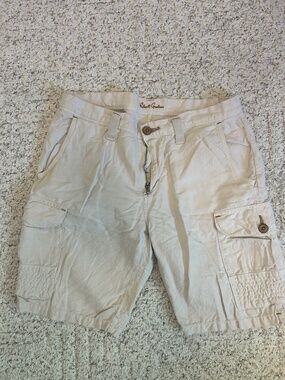 Robert Graham Classic Yates Tan Khaki Cotton Cargo Shorts Textured Pockets Sz 32